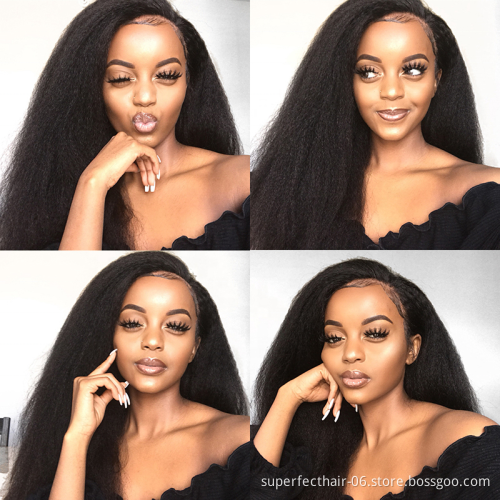 8A Grade Kinky Straight Hair bundles Cuticle Aligned Virgin Brazilian Human Hair Bundles With Lace Closure